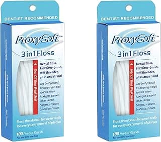 Dental Floss with Proxy Brush and Threader for Optimal Teeth Flossing vs Traditional Flossing - Pre-cut Threader Floss for Daily Dental Hygiene, 3-in-1 Dental Floss (2 Packs)