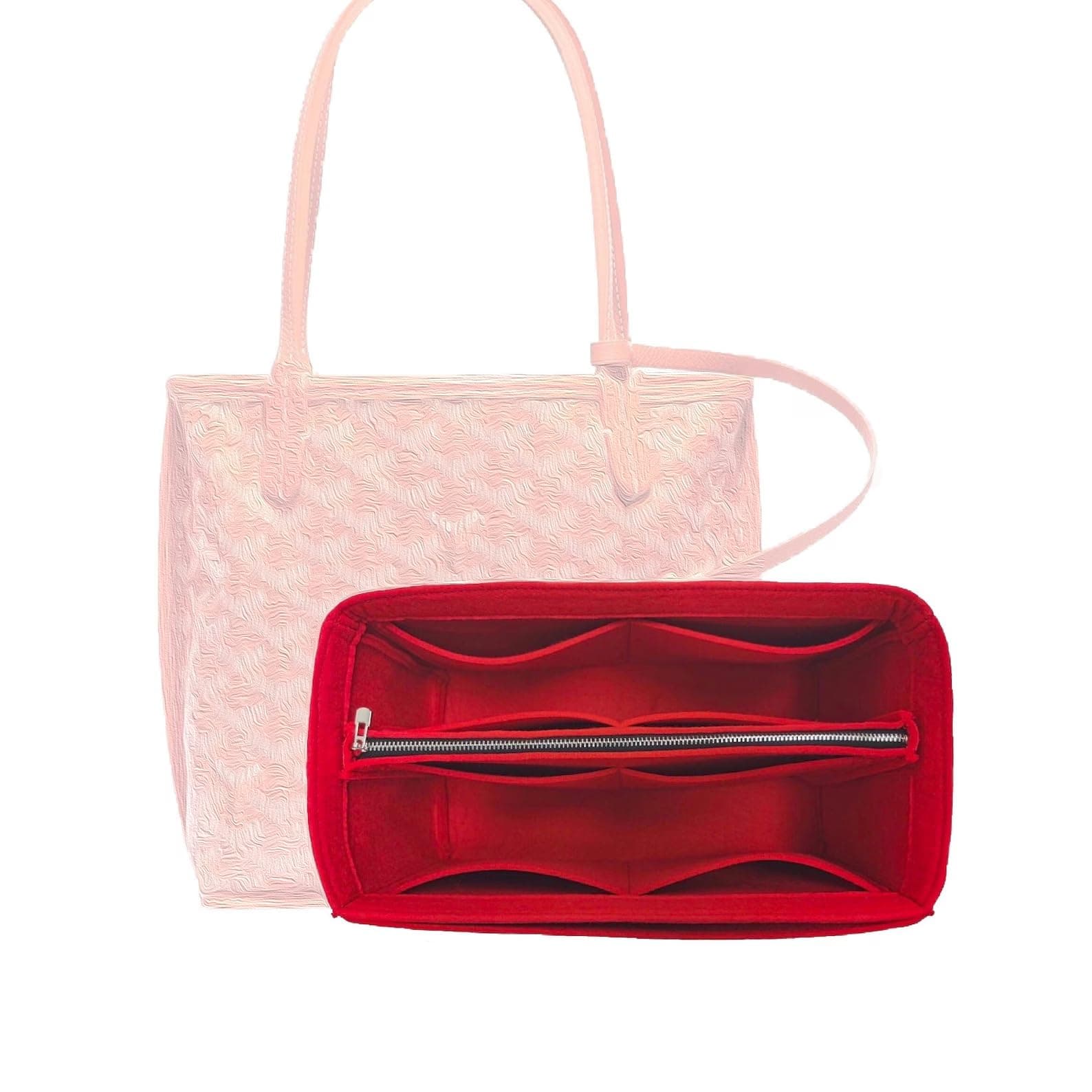 Divitize Premium Purse Organizer for Mini Anjou Bag Organizer Insert, fits Anjou PM Organizer, Anjou GM Insert, Handmade 2mm Thick Oval Shaped Felt Snug Sturdy Silver Zipper (For Anjou PM, Slate Grey)