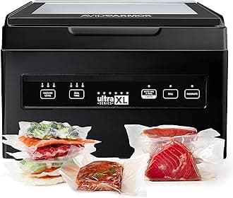 Avid Armor Chamber Vacuum Sealer Machine USVXL Ultra Series 11.5" Seal Bar for Liquid-Rich Wet Foods, Cooking Sous Vide, Infusions. LARGER Size Chamber Sealer Black Color Great for the Countertop