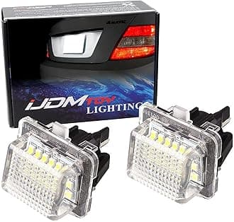 OEM-Fit 3W Full LED License Plate Light Kit Compatible With Mercedes-Benz C E S Class, Powered by 18-SMD Xenon White LED & Can-bus Error Free
