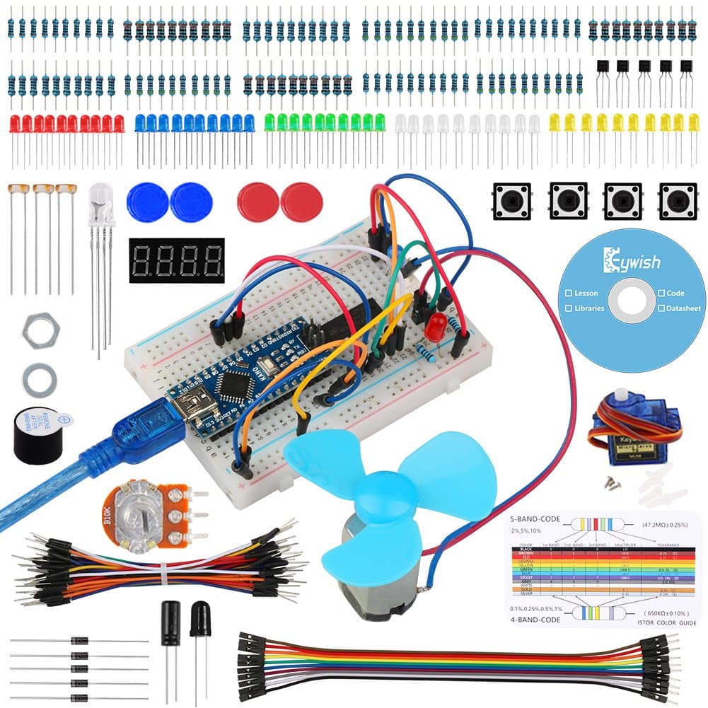 Keywish Kit for Arduino Nano Project Complete Starter Kit with Tutorial, SG90 Servo Motor, Nano Micro Controller Board and many accessories for Arduino Nano V3.0 ATMEGA328P (Compatible with UNO R3)