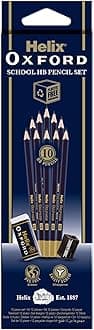 Helix Oxford X10 HB Pencils with Plastic Sharpener and Eraser