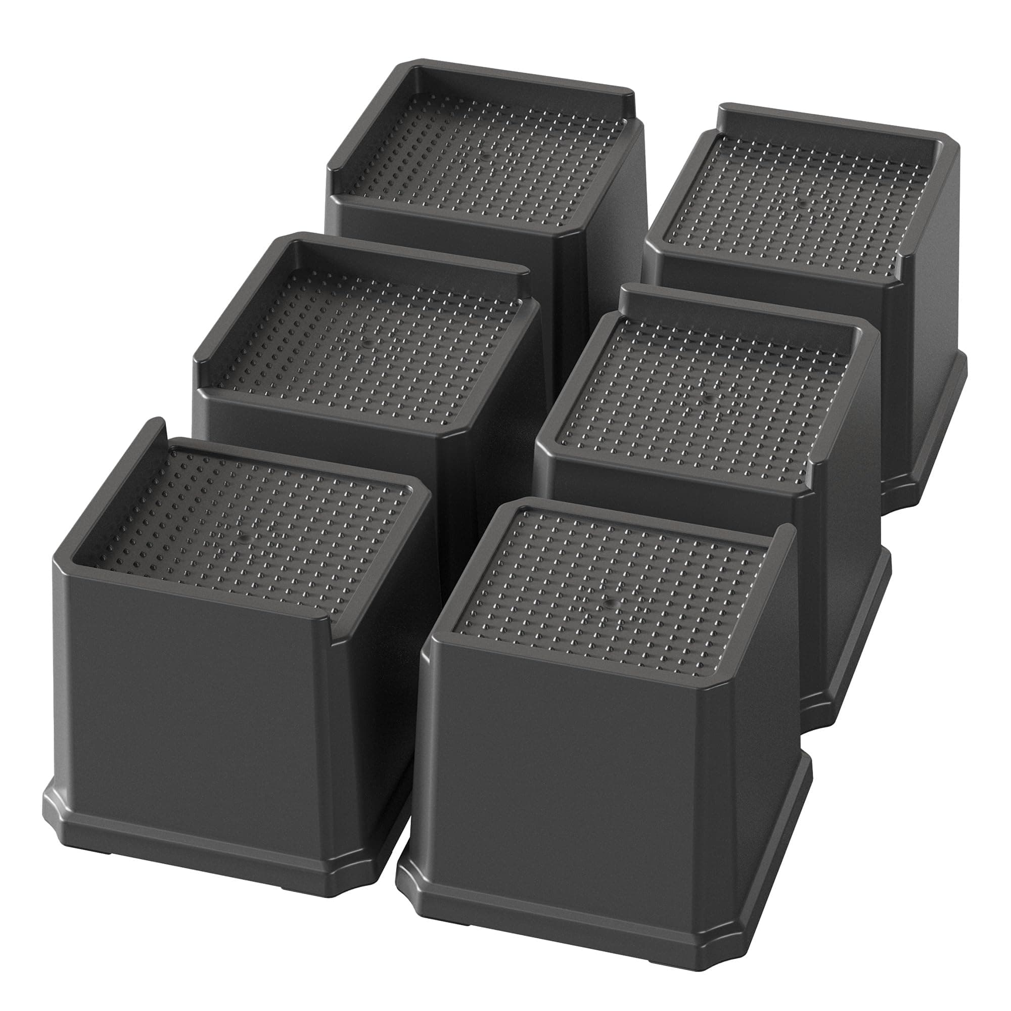 Bed Risers 4 Inch Heavy Duty 6 Pack Oversized Bed Furniture Elevators 1,500 lbs Lifts Up Riser for Sofa and Table