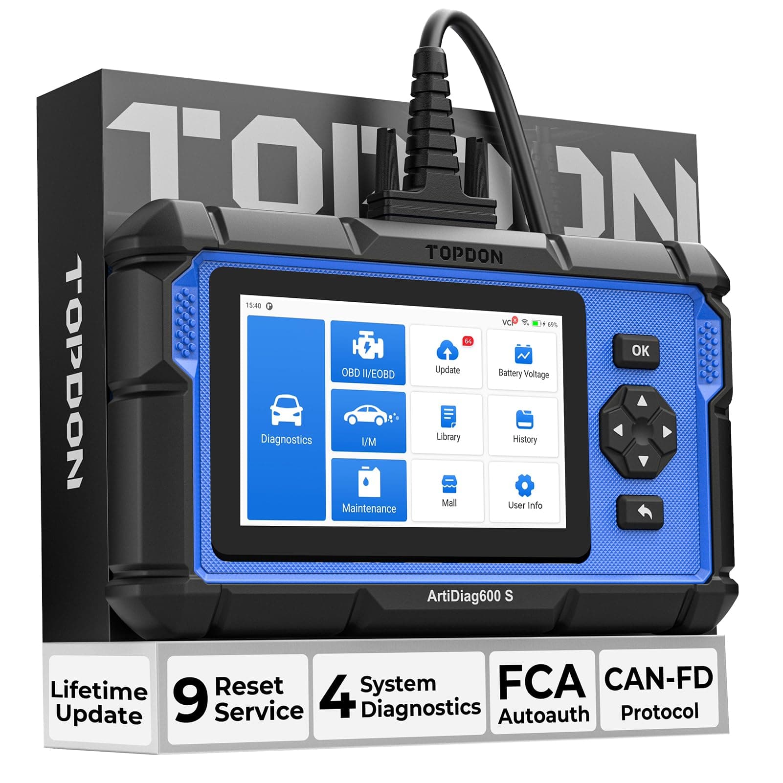 OBD2 Scanner TOPDON AD600S Scan Tool, Code Reader, Diagnostics Scanner for ABS/SRS/at/Engine