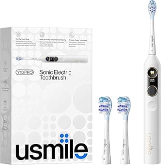 Y10 PRO Rechargeable Electric Toothbrush with Smart Display, Missed Spot Detection, Pressure Sensor, 180-Day Battery Life, IPX8 Waterproof, Travel-Friendly with 2 Brush Heads