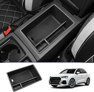 for 2019 2020 2021 2022 2023 2024 Audi Q3 Center Console Organizer 2024 2025 Audi Q3 Accessories 2024 2025 Audi Q3 F3 Armrest Console Organizer 2025 Q3 Audi Armrest Organizer Insert Tray (Black)