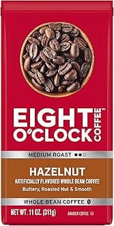 Eight O'Clock Coffee Hazelnut Whole Bean Coffee, Medium Roast, 11 Ounce (Pack of 6) - Buttery, Smooth & Nutty