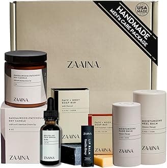 ZAAINA Men’s Care Package - Relaxation Spa Gift Set, Luxury Natural Handmade Grooming Kit for Husband Dad Friend, Father's Day Gifts for Men, Birthday Gifts for Him