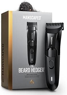 - MANSCAPED® The Beard Hedger® Men's Premium Beard Trimmer, 20 Length Adjustable Blade Wheel, Stainless Steel T-Blade for Precision Facial Hair Trimming, Cordless Waterproof Wet/Dry Clipper