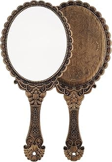 XPXKJ Hand Mirror Vintage Handheld Mirror with Handle Vanity Makeup Mirror Travel Mirrors