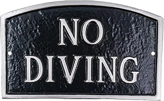 Montague Metal Products No Diving Small Arch Statement Plaque - Black/Silver