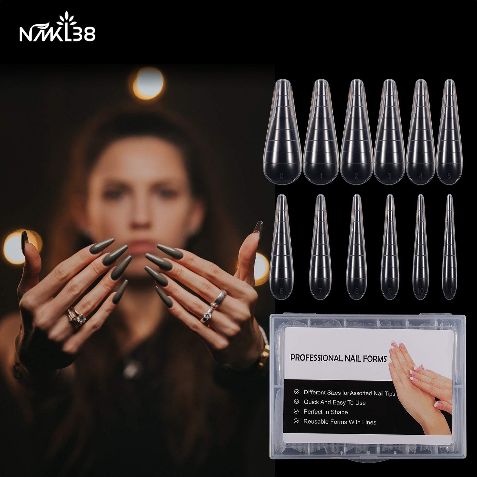 NMKL38 120Pcs Dual Forms Full Cover Nail Tips Upper Arched Extension Mold (Mold C)