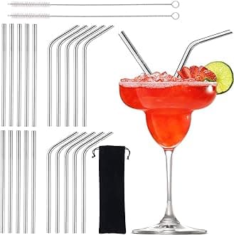 Reusable Metal Straws - 20 Pack 7-inch Short Stainless Steel Drinking Straws with Carry Case for Party, Outdoor, Cocktails, Travel, Kids
