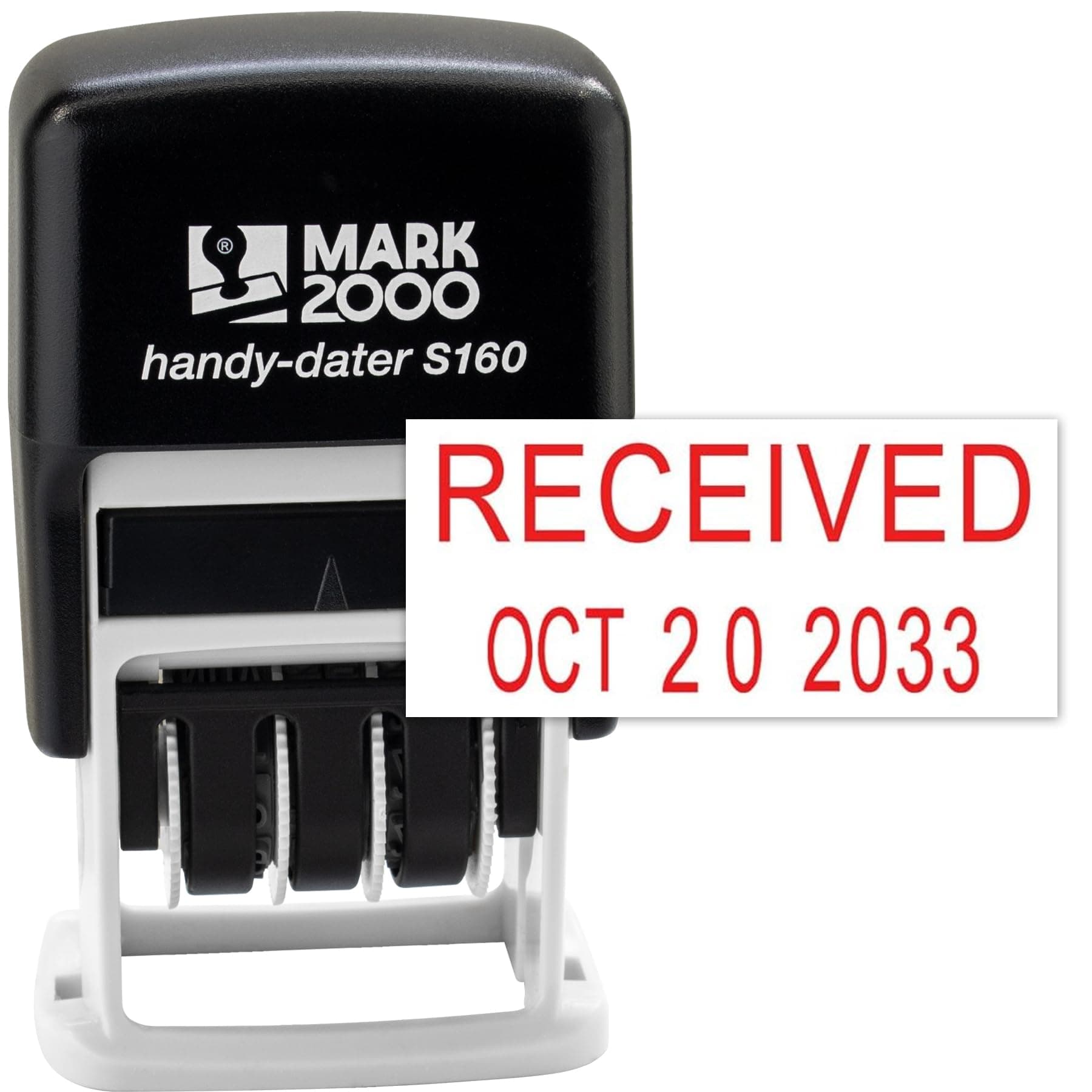 Mark 2000 Self-Inking Rubber Date Office Stamp with Received Phrase & Date - Red Ink (Handy-Dater S160), 12-Year Band