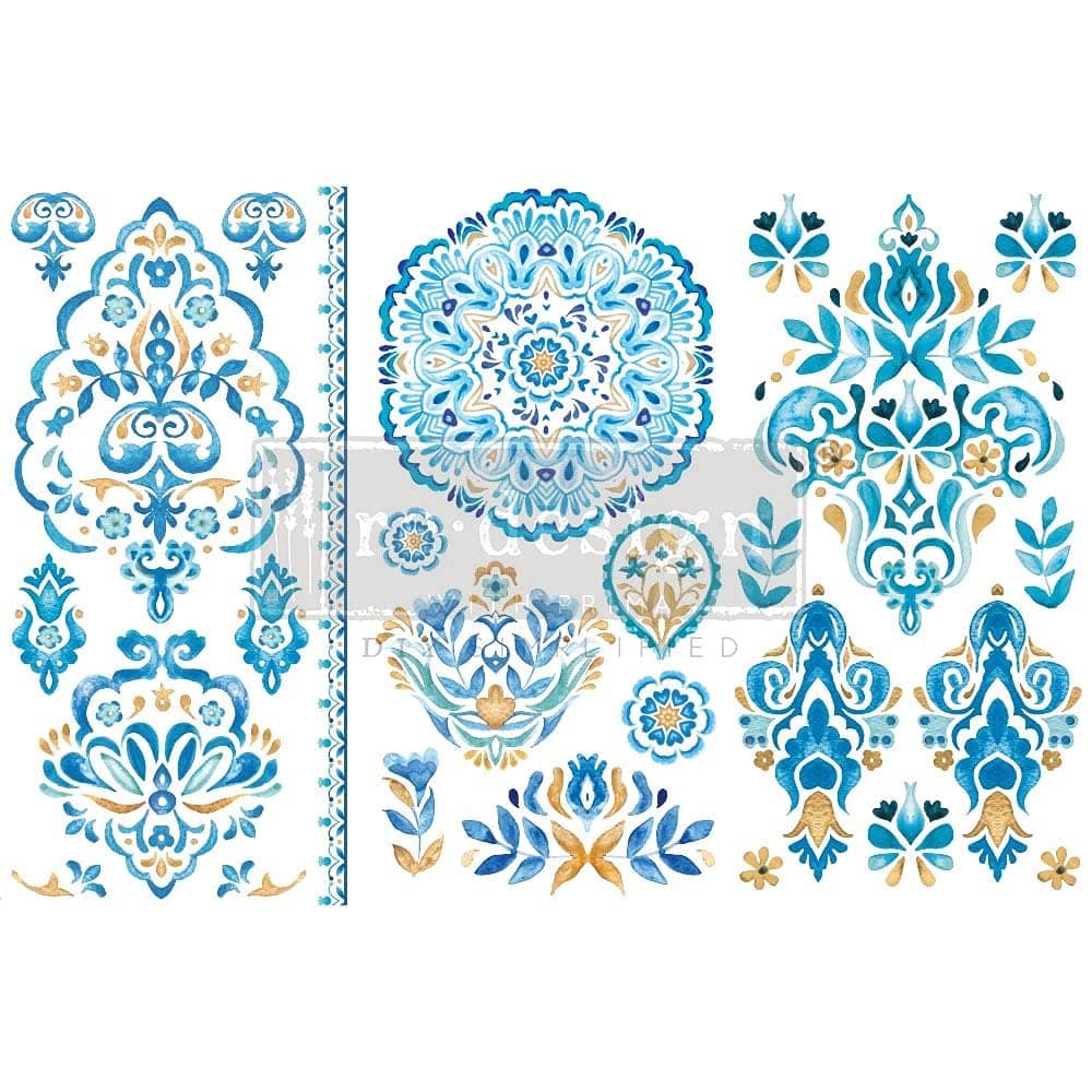 Prima Redesign Redesign with Prima Artisinal Tile 6 X 12 inches Transfer Plus Free Tips & Tricks Flyer, Teal, Blue 655350655952