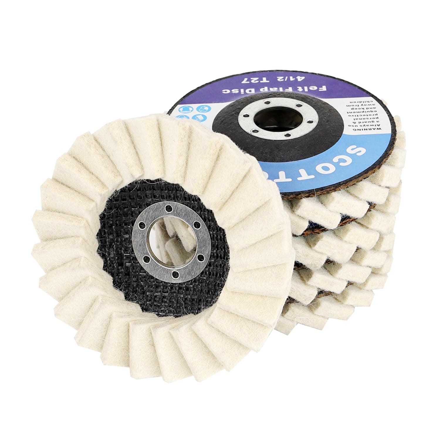 Felt Flap Disc Abrasives 4-1/2" x 7/8" Arbor Buffing Polishing Wheel for Angle Grinder - 5 Pack