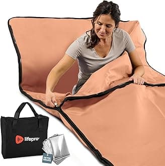 LifePro RejuvaWrap Infrared Sauna Blanket for Detox & Relaxation – Low EMF Carbon Fiber Heating, 9 Temp Levels, 5 Colors – Portable Sauna Blanket Infrared with Waterproof Interior & Carry Bag