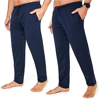 Mens Pyjama Bottoms - Jersey Lounge Pants with Pockets, Pack of 2
