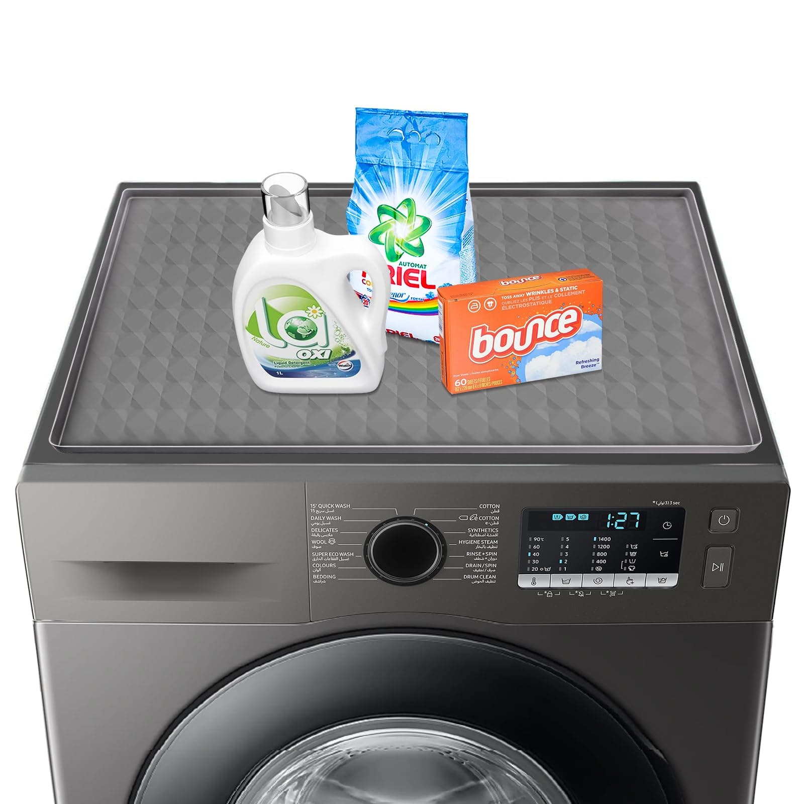 Washer and Dryer Top Protector Mat,23.6“ x 19.7" Silicone Rubber Mat for Laudry Machine & Dryer,Non Slip Heavy Duty Waterproof Washable Top Cover Pad for Home Kitchen Laundry Room