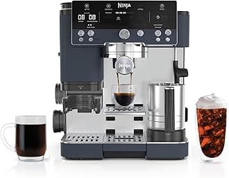 Luxe Café Premier 3-in-1 Espresso Machine, Drip Coffee, & Rapid Cold Brew | Built-in Coffee Grinder, Hands-Free Milk Frother, Assisted Tamper for Cappuccinos & Lattes | Cyberspace | ES601CY