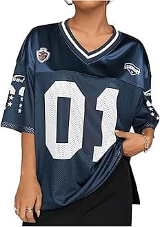 Floerns Women's Camo Print Team Sports T Shirts V Neck Basketball Jersey Tee Shirts