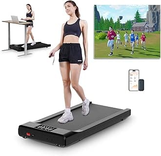 DeerRun 2025 Upgrade Walking Pad - Raceable Smart Under Desk Treadmill with Rewards Program, Quick Setup, 2.5HP, APP/Remote Control, LED Display, 300 lbs Capacity