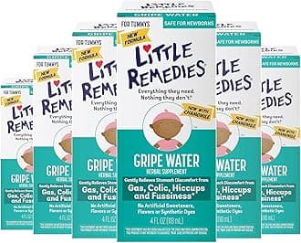 Little Remedies Gripe Water for Babies, With Chamomile, for Baby Gas Relief, No Alcohol or Artificial Dyes, 4 Fl Oz, Pack of 6