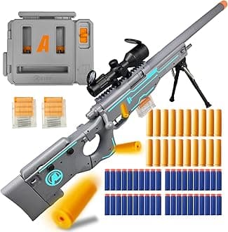 Blast-N-Load Toy Gun: Enhanced Scope, Empty Shell Ejecting, Quick Dart Loading with 40 Soft Foam Darts, 20 Shells, 2 Magazines; Fun Foam Blaster for Age 14+