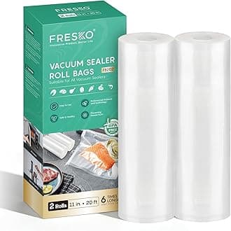FRESKO Vacuum Sealer Bags Rolls 2 Packs 11" x 20', Commercial Grade Seal a Meal Bags for Storage Food and Sous Vide, BPA Free, Heavy Duty Customized Size Freezer Bags for Vacuum Sealer
