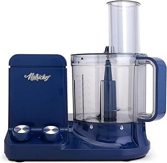 NutriChef Food Processor | 2 QT Capacity | Ultra-Quiet Multipurpose Motor | Includes 6 Attachment Blades | Silicone Base for Secure Grip | 12-Cup Capacity | Pre-Set Speeds for Easy Use (Blue)