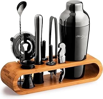 Mixology & CraftCocktail Shaker Set: 10-Piece Bartender Kit with Stand | Complete at Home Bar Set with Bar Accessories | Great Housewarming Gift | Leak-Proof Design (Gun-Metal)