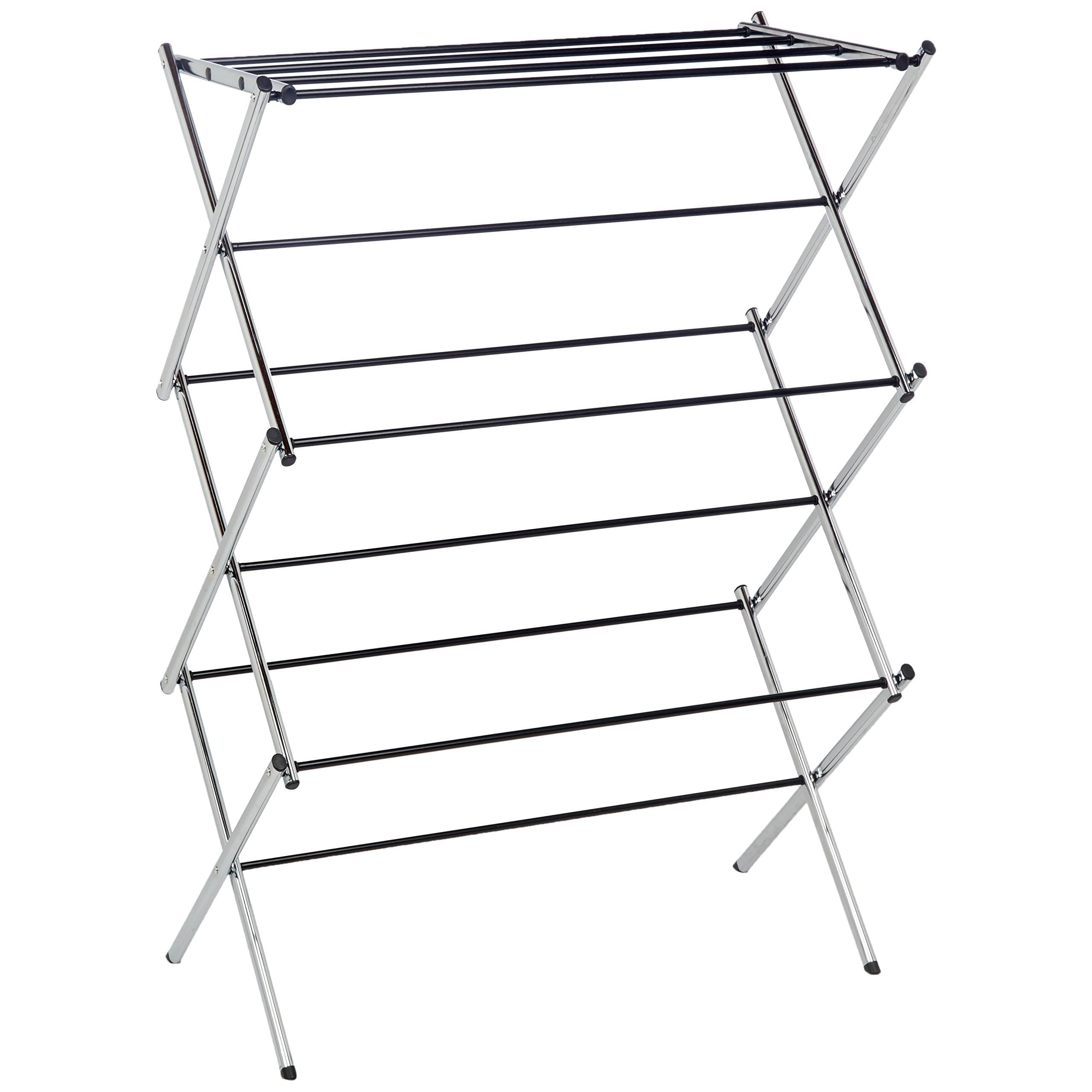 Amazon Basics Folding Clothes Drying Stand Chrome Alloy Steel 14.5 x 29.5 x 41.8 inches (Length x Width x Height)