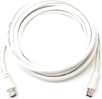 MainCore long F Type Connector Male to RF Male Plug 75Ohms Coaxial Cable Lead/TV Aerial Antenna cord (Available in 0.50m, 1m, 1.5m, 2m 3m) (1.5m)