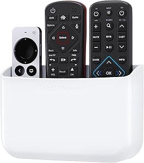 TotalMount Hole-Free Remote Holder – Eliminates Need to Drill Holes in Your Wall (Premium White Holder for 2 or 3 Remotes)