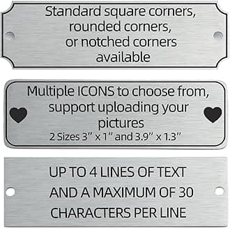 Engraved Custom Name Plate,Brushed Stainless Steel Personalized Name Plaque,Metal Engraving Custom Name Plate with Adhesive Backing or Screws for URN,Trophy, Picture Frame (Silver)