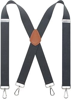 Men’s Heavy Duty X- Back 1.4 Inch Suspenders with 4 Snap Hooks