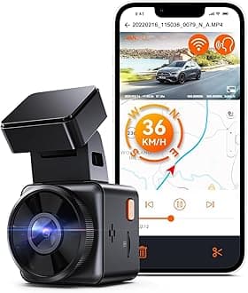 Vantrue E1 Lite 1080P WiFi Mini Dash Cam with GPS and Speed, Free App, Voice Control Detachable Dash Camera, 24 Hours Parking Mode, Night Vision, Motion Detection, Loop Recording, Support 512GB Max