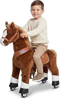 Large Pony Cycle U5 Horse Ride on Toys for Boys No Battery Required Classic Model U (with Brake/ 42.5" Height/Size 5 for Age 7-12) Mechanical Riding Pony Gifts Brown Ux524