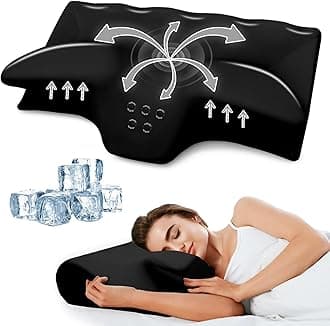 Cervical Pillow for Neck Pain Relief, Cooling Contour Memory Foam Pillows Support Odorless Ergonomic Neck Pillow Adjustable Orthopedic Bed Pillow for Side Back Stomach Sleeper with PillowcaseOEKO-TEX STANDARD 100