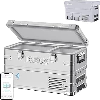 ICECO APL35 Dual Zone 12V Refrigerator with Cover, Aluminum Portable Freezer，Car Fridge with Secop Nano Compressor, -4℉~68℉, 12/24V DC, 100-240V AC for Car, Outdoor, Camping, RV, Truck, Boat, 37 Quart