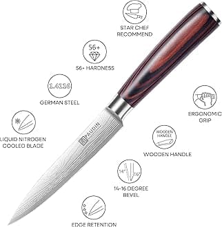 Utility Knife - PAUDIN 5 inch Chef Knife German High Carbon Stainless Steel Knife, Ergonomic Handle with Gifted Box