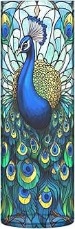 Peacock Art Tall Vases for Flowers Cylinder Vase for Flowers Decorative Centerpiece Table Decorations, 11.8" x 3.9"