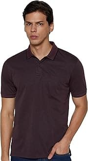 Peter England Men's Premium Regular Fit Half Sleeve Polo T-Shirt with Pocket | Cotton Rich | Birds Eye Interlock Weave