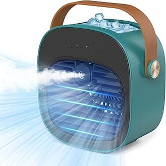 Portable Air Conditioner -5200mAh Rechargeable Mini Air Conditioner with 3 Speed Settings, 5-10 Hours Runtime,Quiet Desk Cooling Fan, Personal Air Cooler for Home, Bedroom, Travel, Office, Outdoor