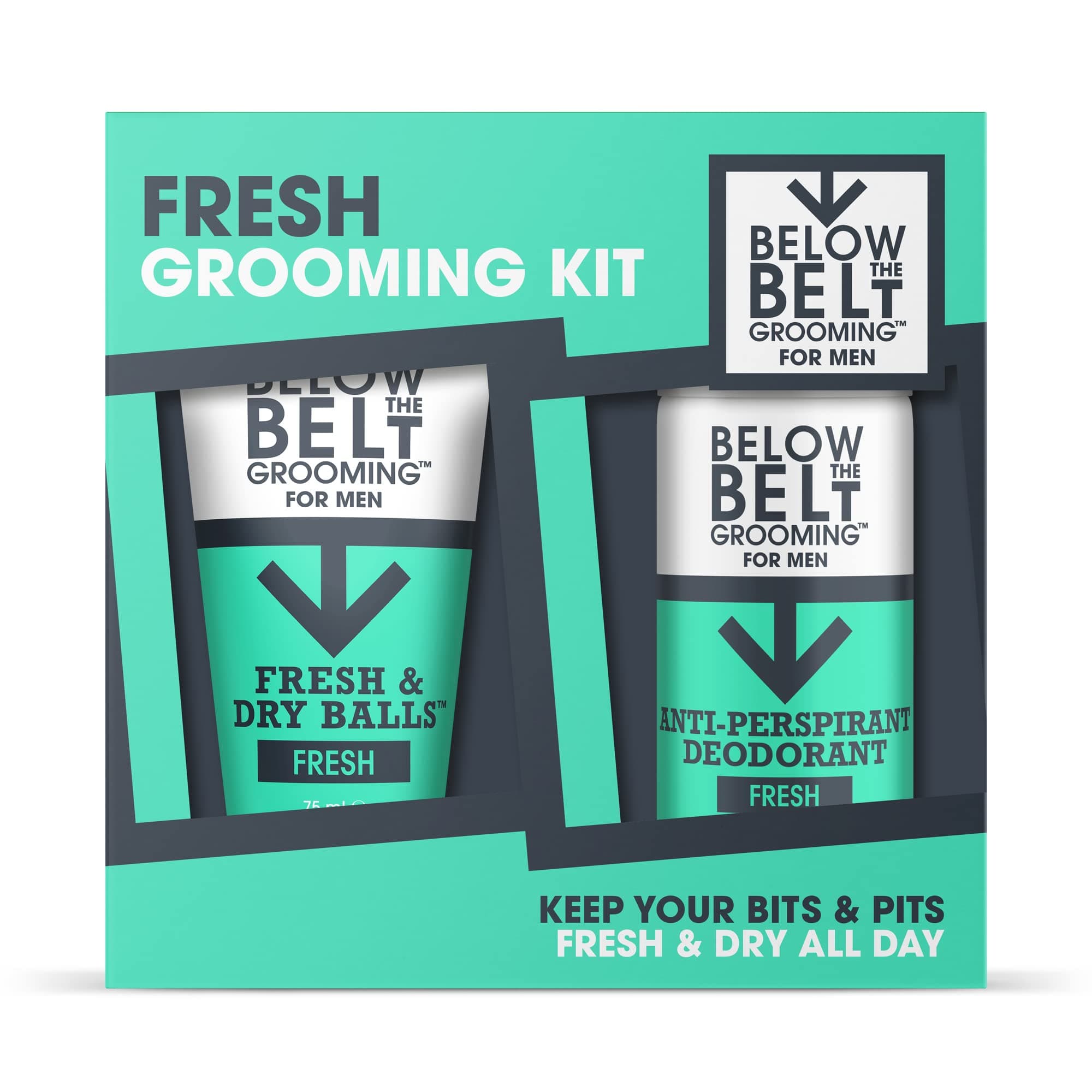 Below The Belt Grooming Kit Gift Set Includes Ball Deodorant, Protects against Sweat, Odour and Chafing, Fresh Scent