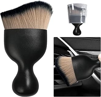 Ziciner Car Detailing Brush, Curved Soft Bristles Auto Removal Dust Collectors, Universal Vehicle Dashboard, Air Conditioner Vents etc Interior Cleaning Tool Accessory (Brown/Black)