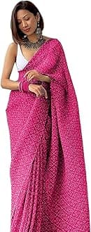 Women's Pure Georgette Saree With Blouse Piece