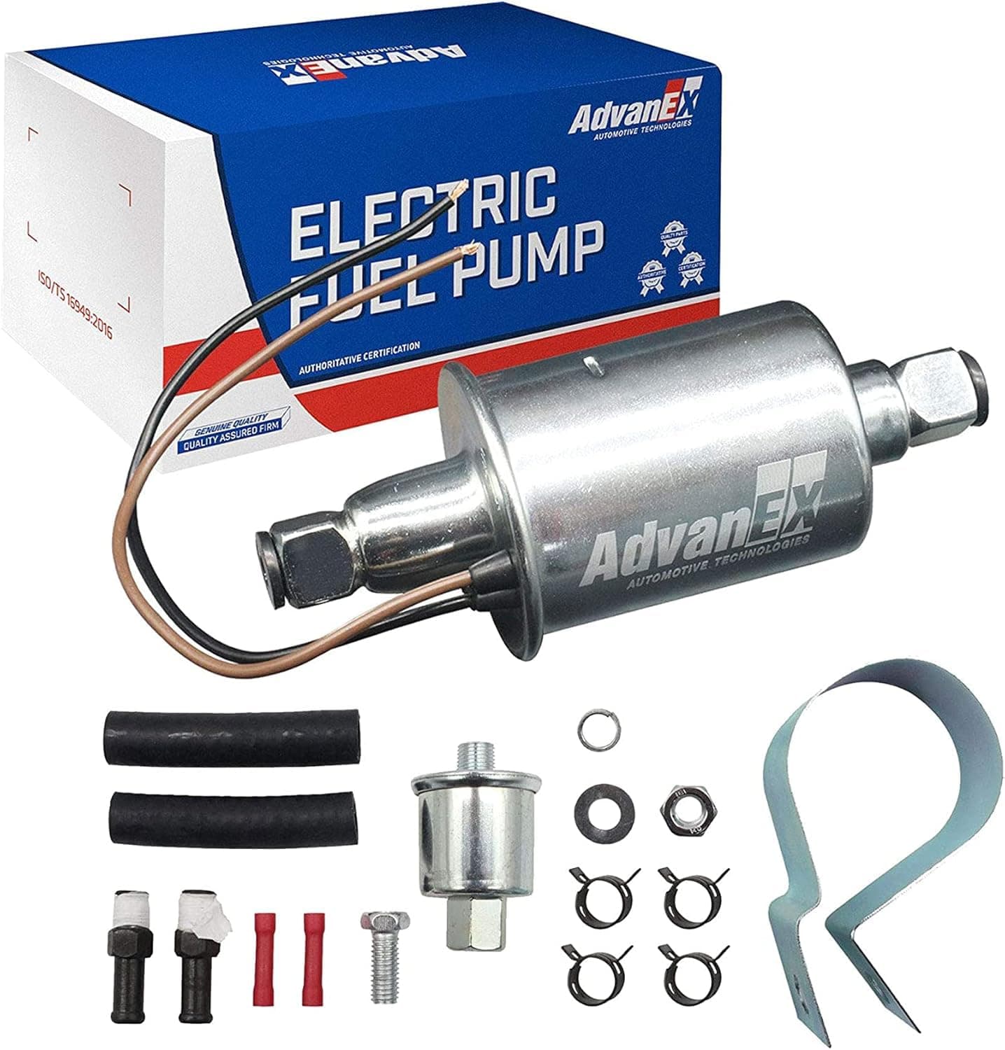 Universal Electric Fuel Pump 12V 2.5-4.5PSI Inline External 5/16 Inch Compatiable with Gas Diesel Marine Carburetor Marine E8016S