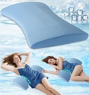 Lumbar Support Pillow for Bed Relief Back Pain: Lower Back Pillow for Sleeping - Memory Foam Waist Pillow - Cooling Back Bolster Pillow for Side, Back&Stomach Sleepers - Bed Rest Pillow for Car, Sofa
