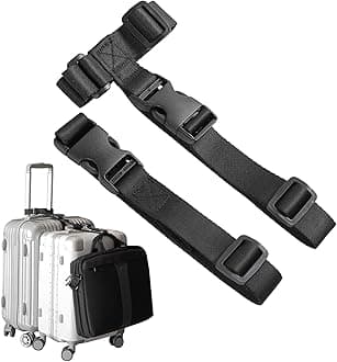 VigorportLuggage Straps,Two Add a Bag Suitcase Strap Belt,Adjustable Travel Attachment Accessories for Connect Your Three Luggage Together - 2 Pack(Black)